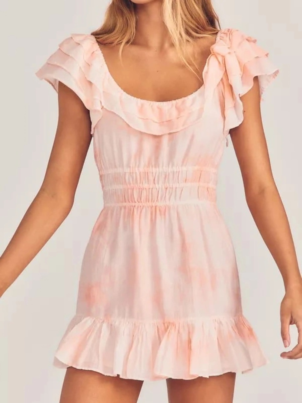 LoveShackFancy Peach Kamie Ruffle Dress